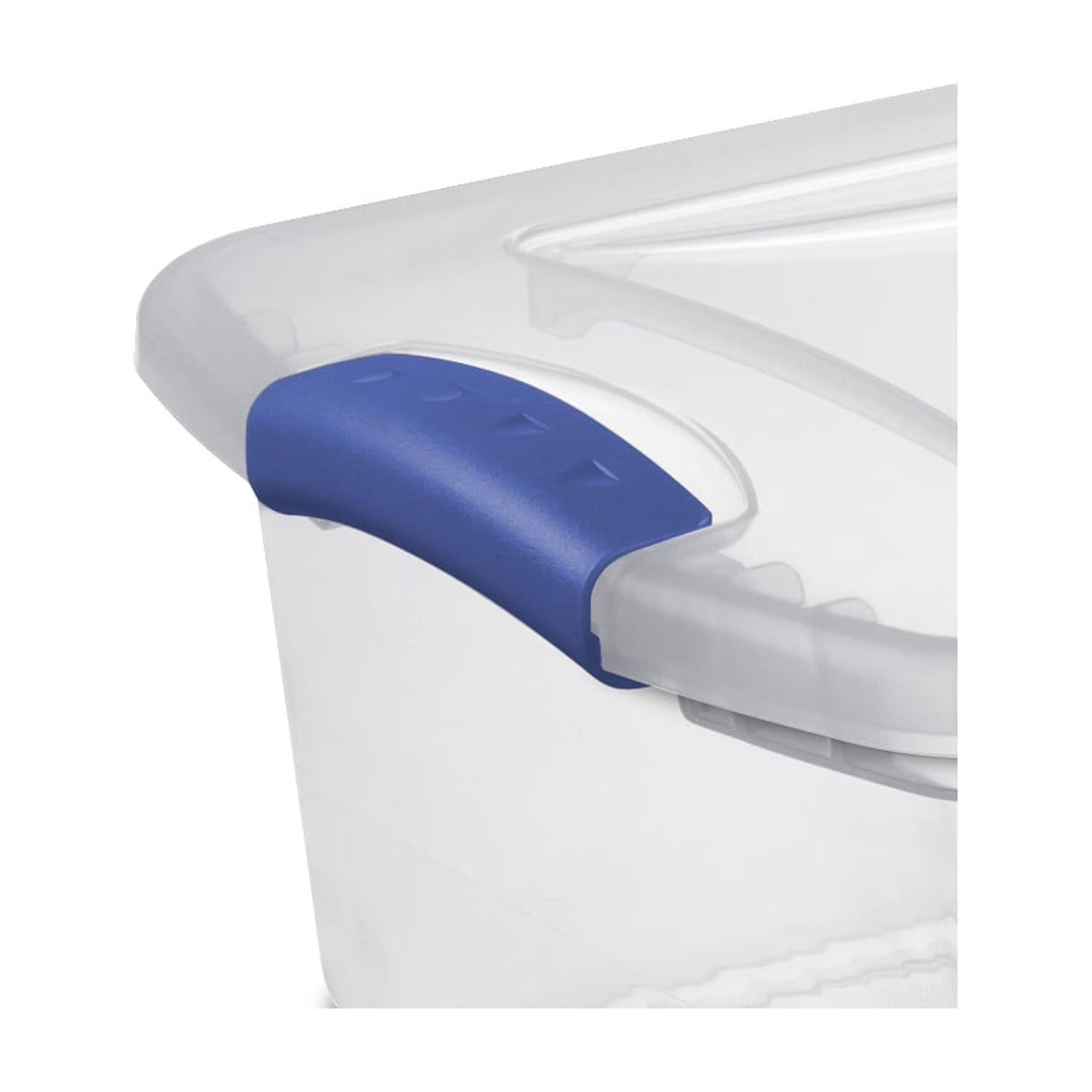 15-Quart Clear Plastic Storage Bin with Blue Latching Lid