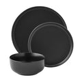 12-Piece Matte Black Stoneware Dinnerware Set for Everyday Dining
