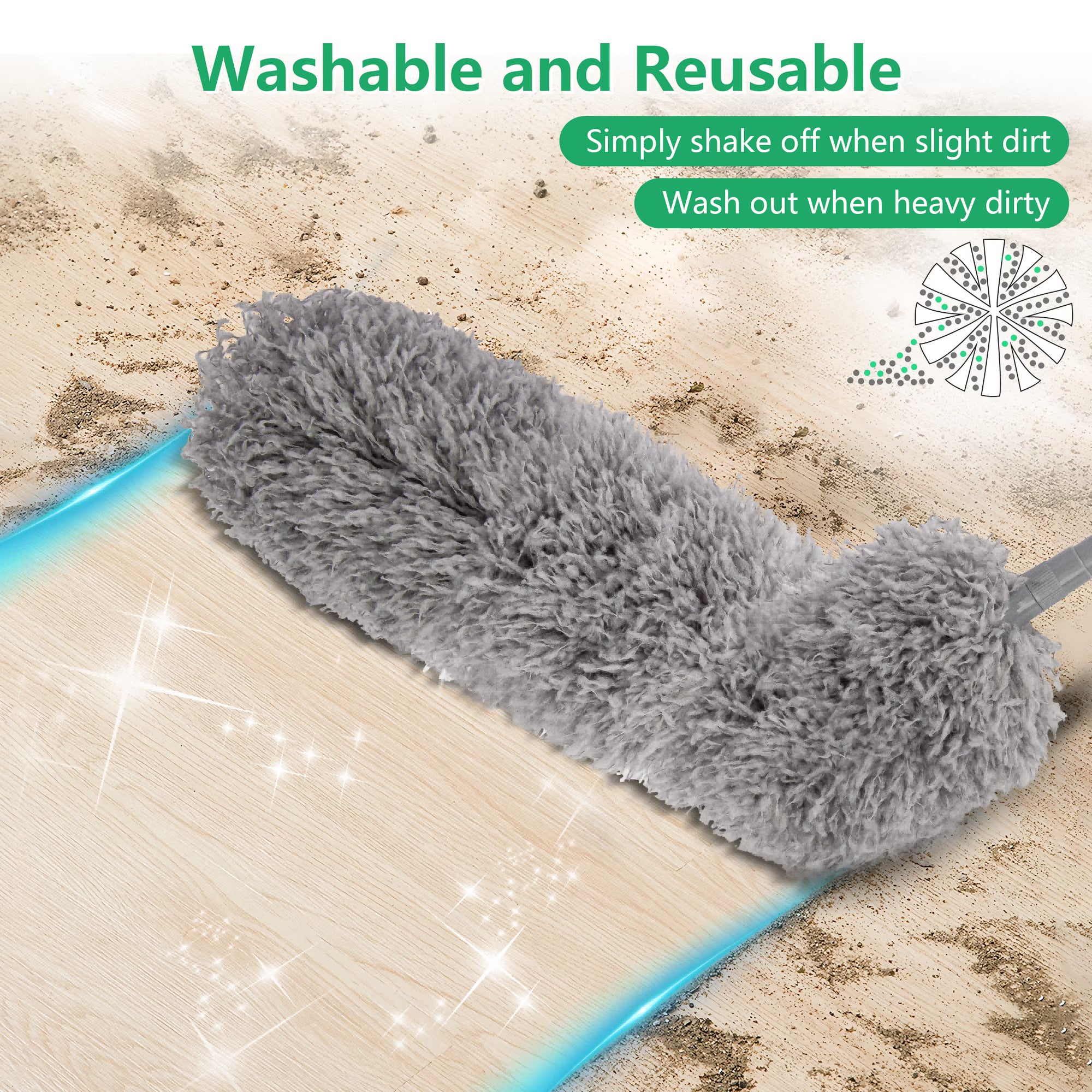 Feather Duster with Extension Handle for High Ceilings & Ceiling Fans