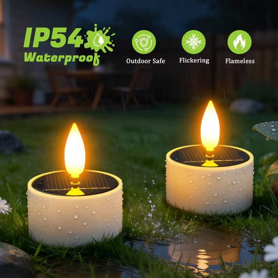 6-Pack Solar LED Tea Lights – Waterproof Flickering Flameless Outdoor Candles