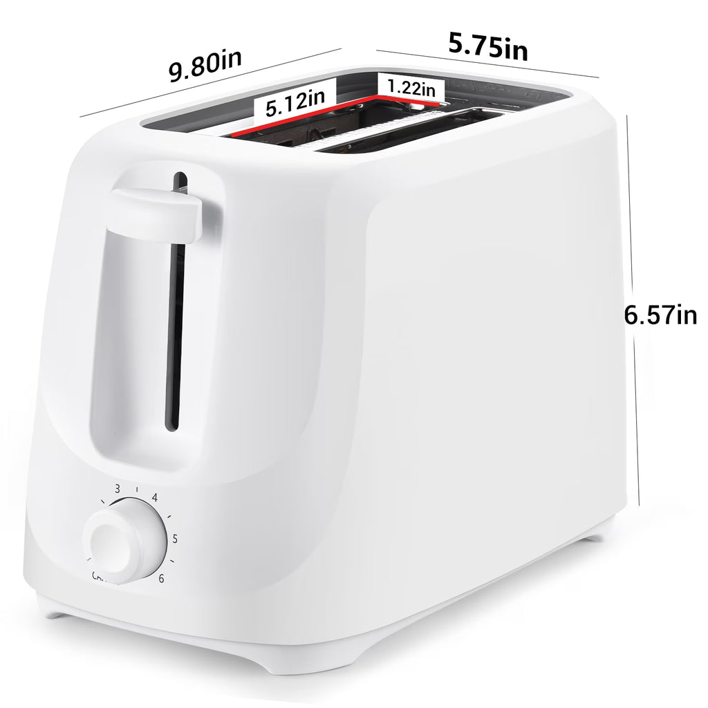 2-Slice Toaster with 6 Shade Settings & Removable Crumb Tray – Arctic White