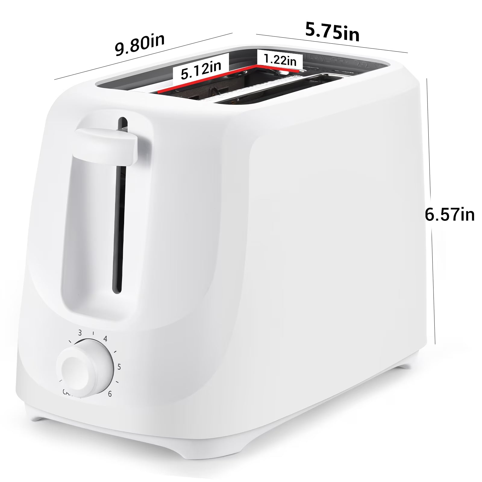 2-Slice Toaster with 6 Shade Settings & Removable Crumb Tray – Arctic White