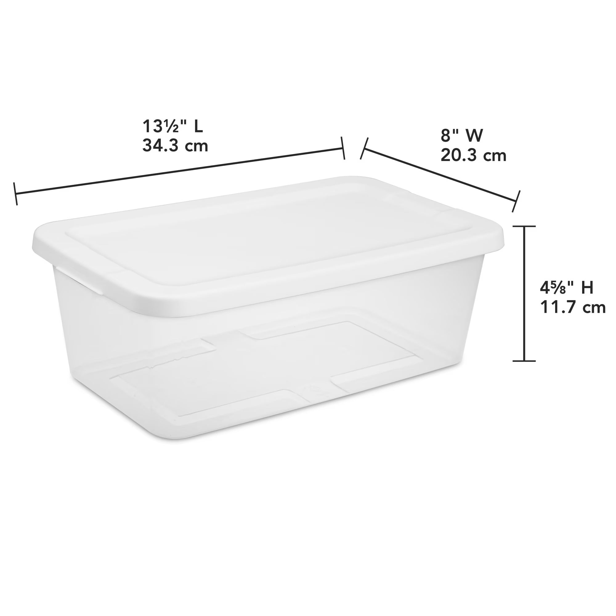 6-Quart Clear Plastic Storage Bins with Snap-On Lids – White