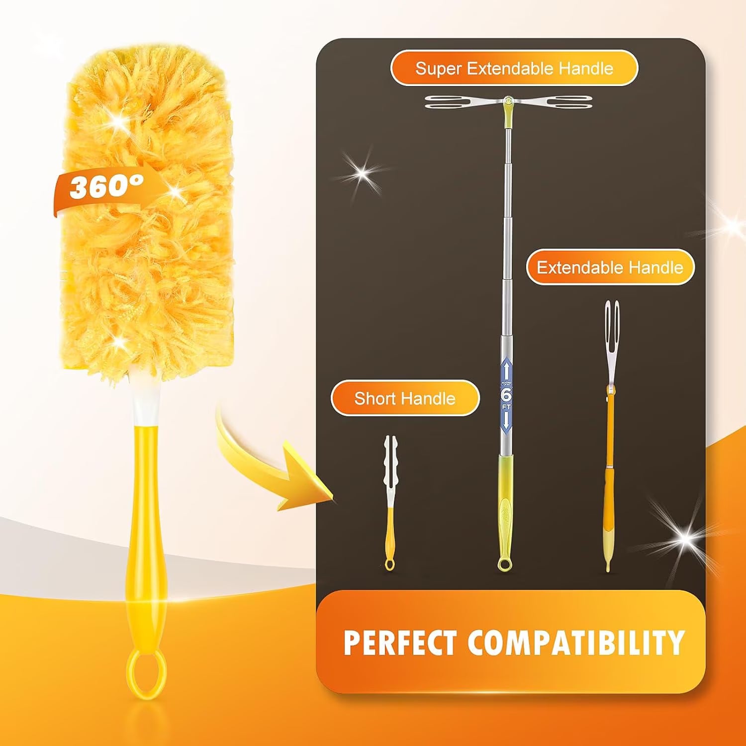 Heavy Duty 360° Duster Kit with 30 Refills & Extendable Handle