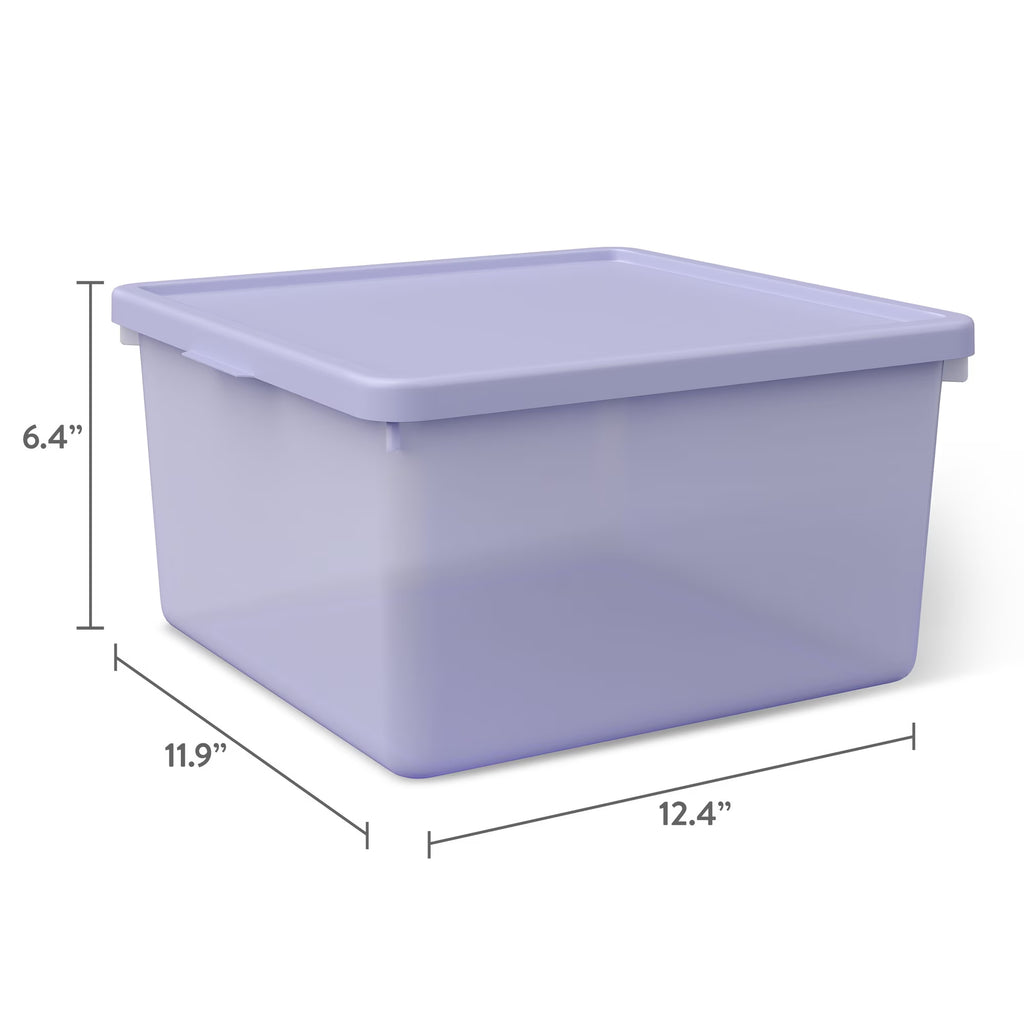 Kids Purple Medium Plastic Storage Bin with Secure Lid