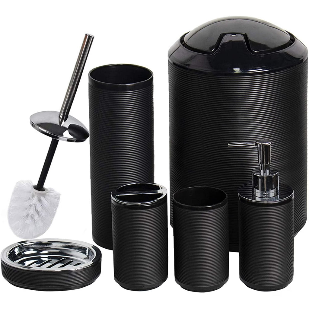 6-Piece Black Bathroom Accessories Set with Soap Dispenser, Toothbrush Holder & More