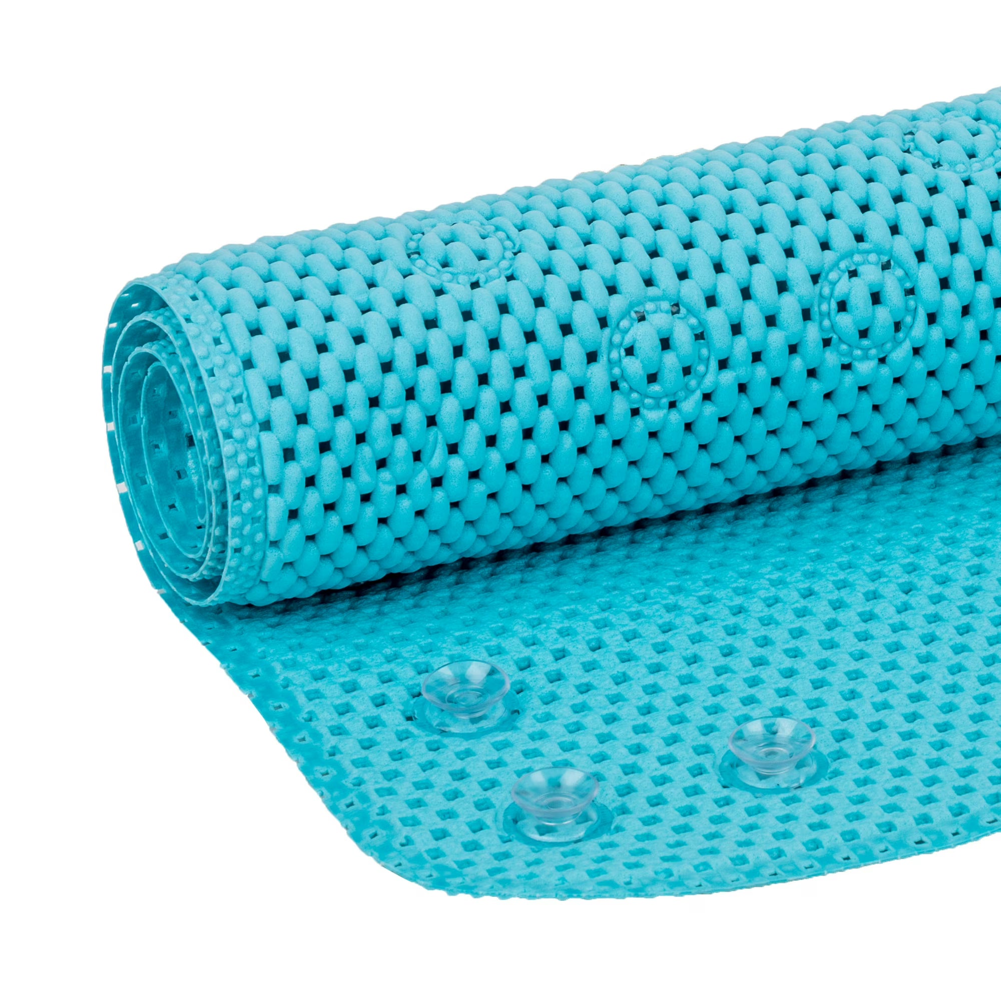 17" x 36" Cushioned Foam Bathtub Mat with Suction Cups – Blue