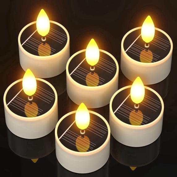 6-Pack Solar LED Tea Lights – Waterproof Flickering Flameless Outdoor Candles
