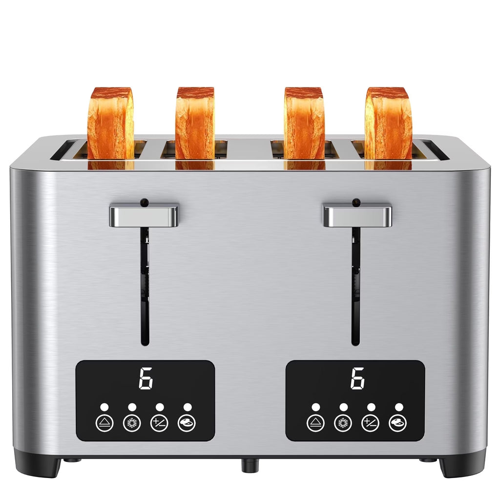4-Slice Stainless Steel Touchscreen Toaster with 6 Browning Settings