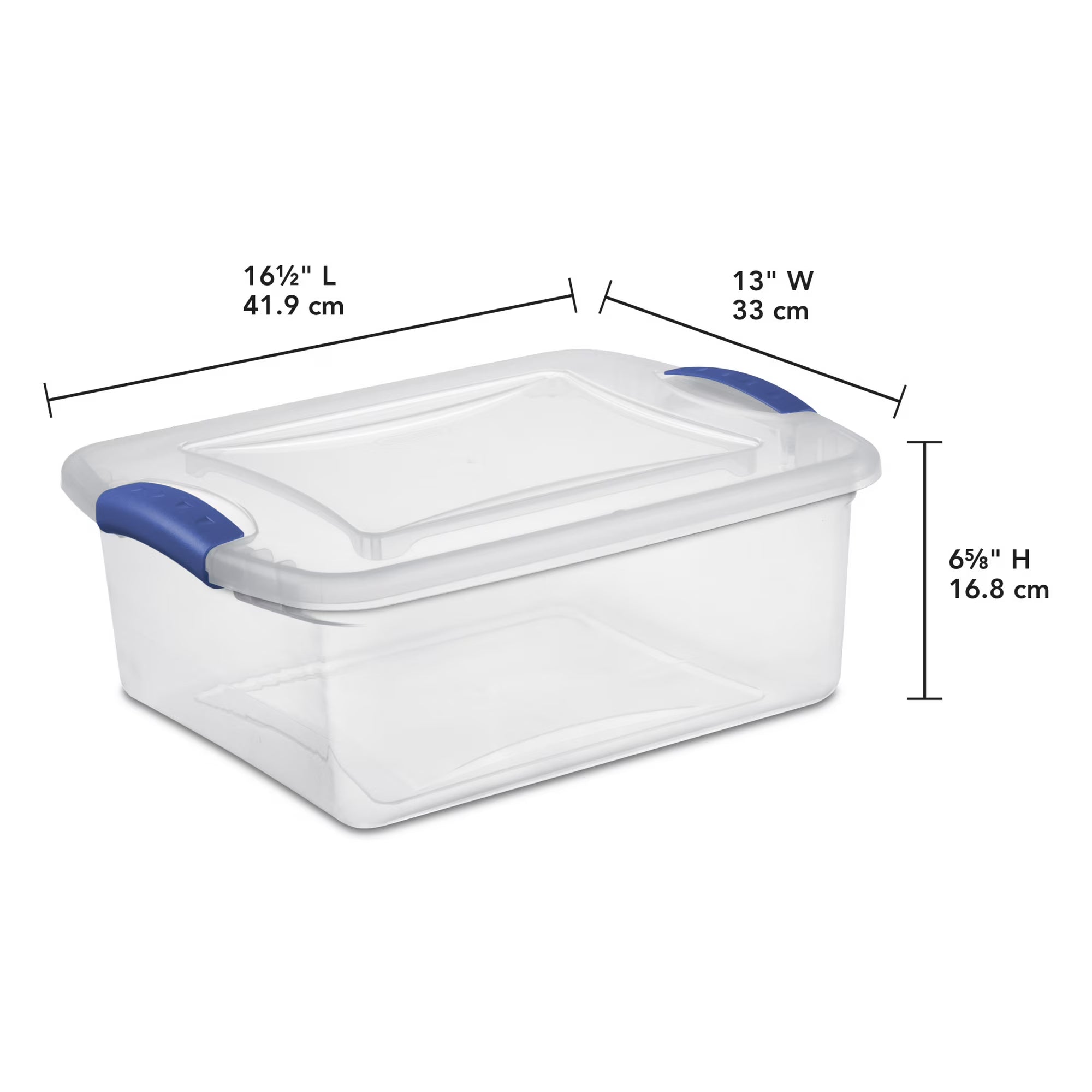 15-Quart Clear Plastic Storage Bin with Blue Latching Lid