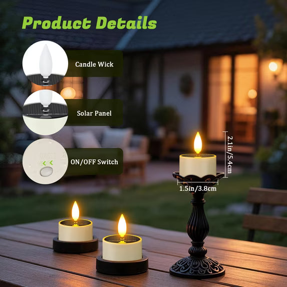 6-Pack Solar LED Tea Lights – Waterproof Flickering Flameless Outdoor Candles