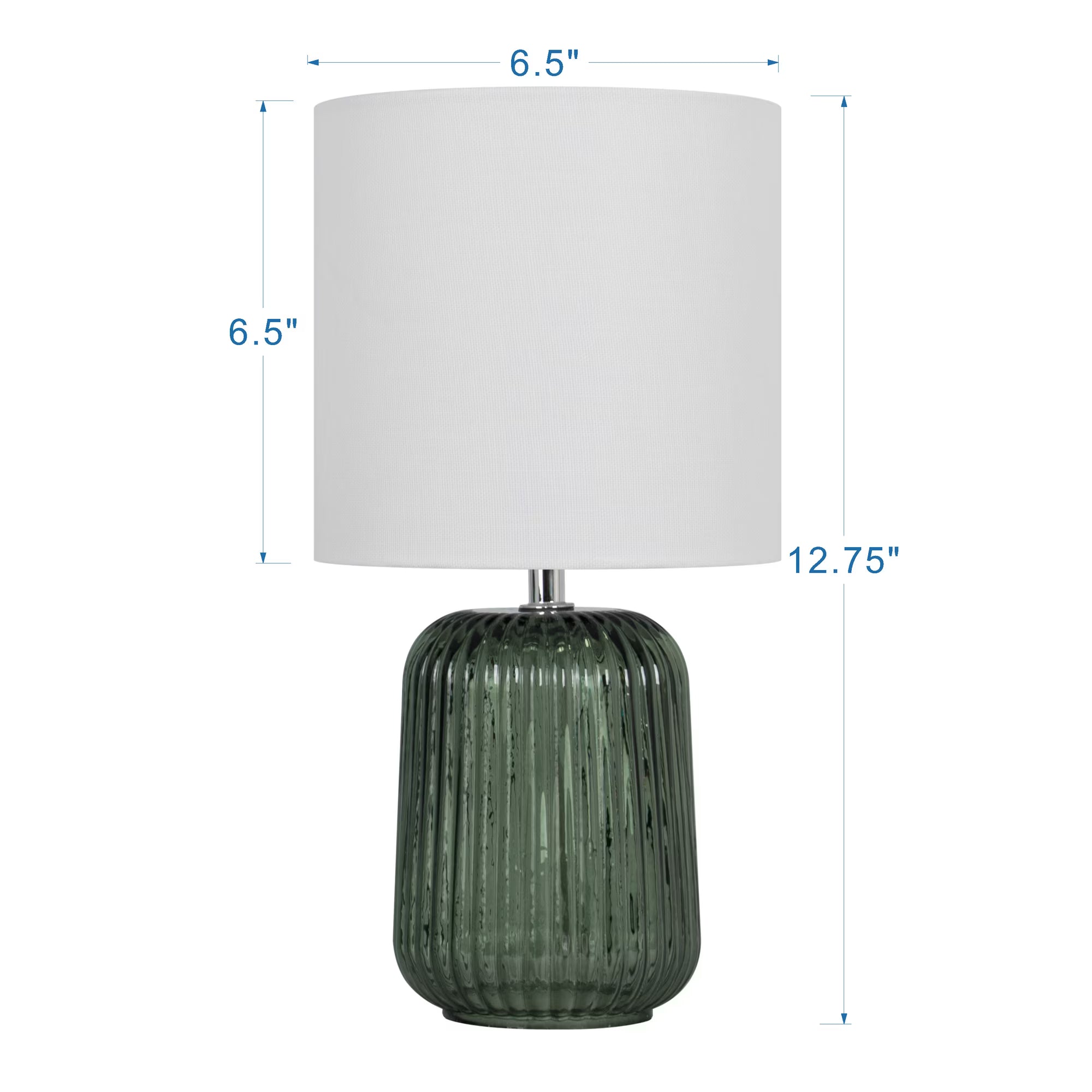 12.75-Inch Green Glass Table Lamp with White Linen Shade