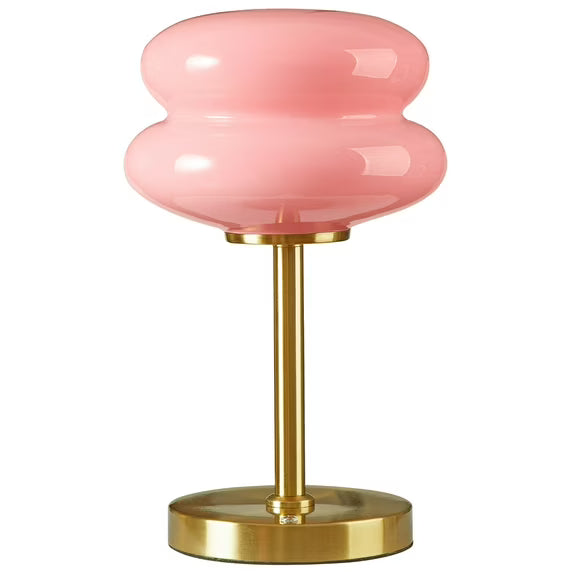 12.4-Inch Pink Double Bubble Glass Table Lamp with Modern Design