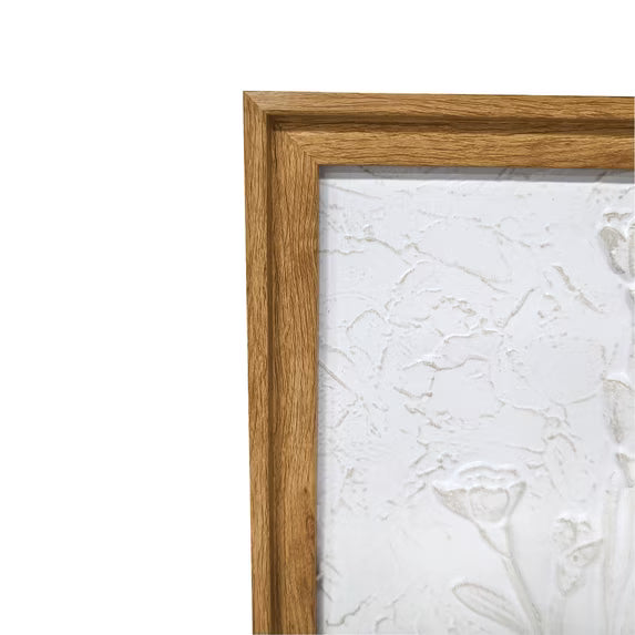 White Floral Framed Wall Art Print Set of 2, 10" x 20"