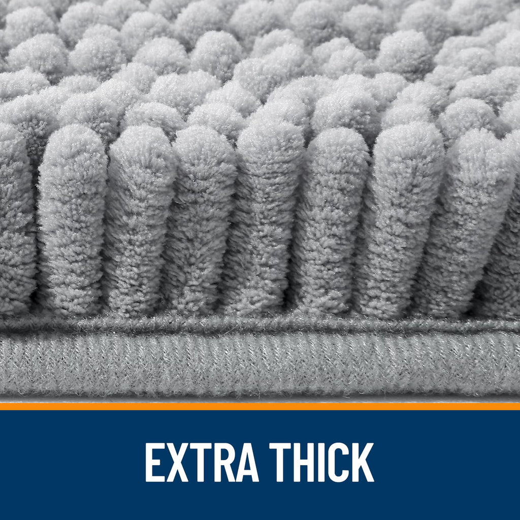 30" x 20" Grey Chenille Bathroom Rug – Quick Dry & Machine Washable