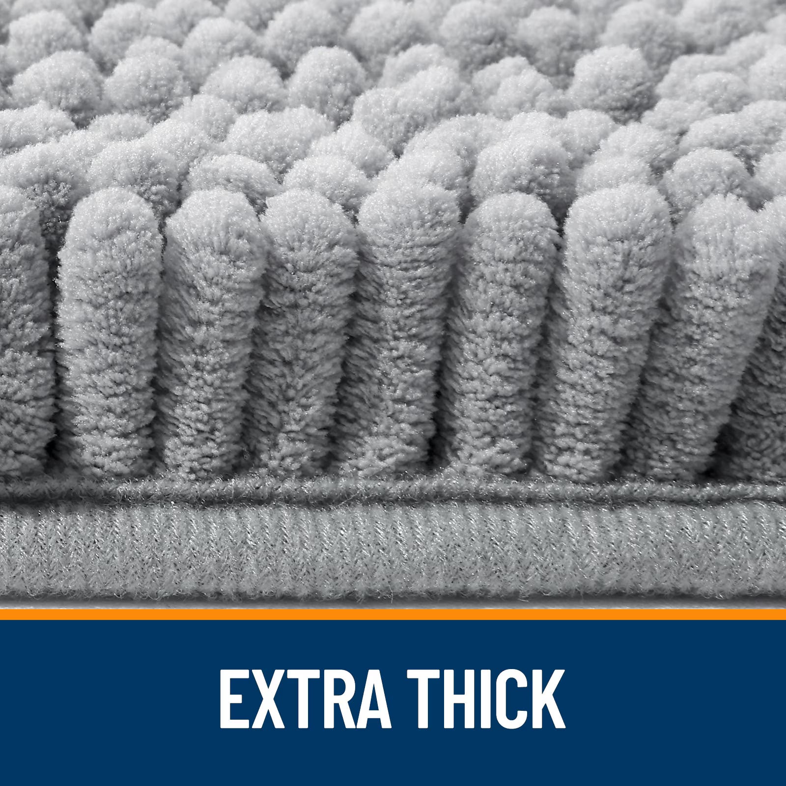 30" x 20" Grey Chenille Bathroom Rug – Quick Dry & Machine Washable