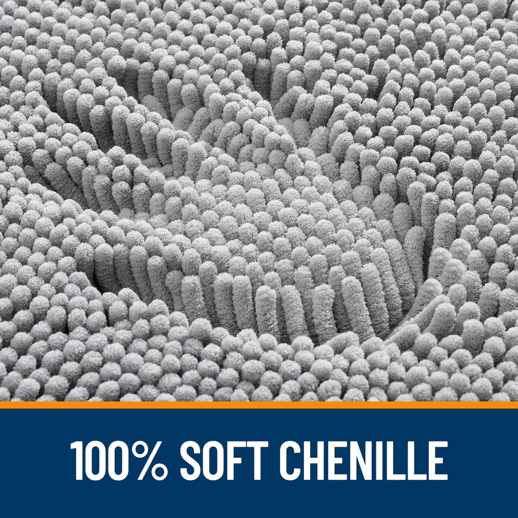 30" x 20" Grey Chenille Bathroom Rug – Quick Dry & Machine Washable
