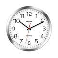 10-Inch Silent Non-Ticking Silver Chrome Wall Clock – Battery Operated