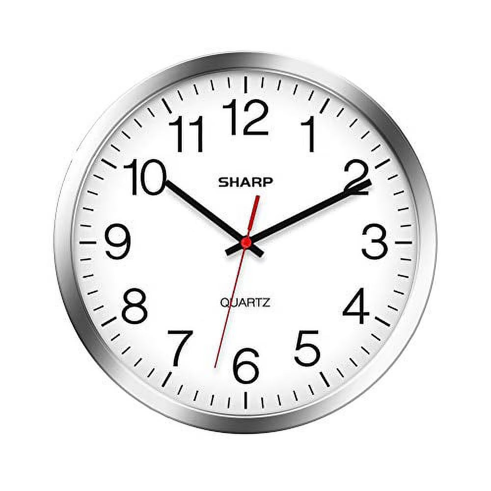 10-Inch Silent Non-Ticking Silver Chrome Wall Clock – Battery Operated
