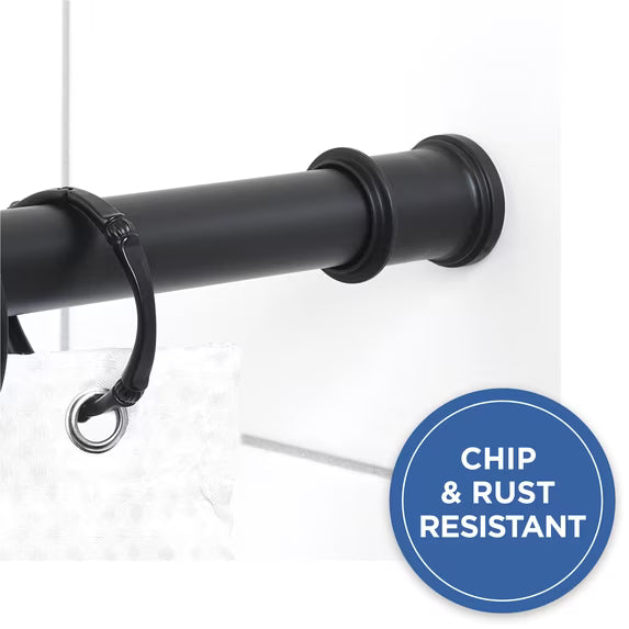 Mainstays Adjustable Tension Shower Curtain Rod 44–72 Inch – Matte Black