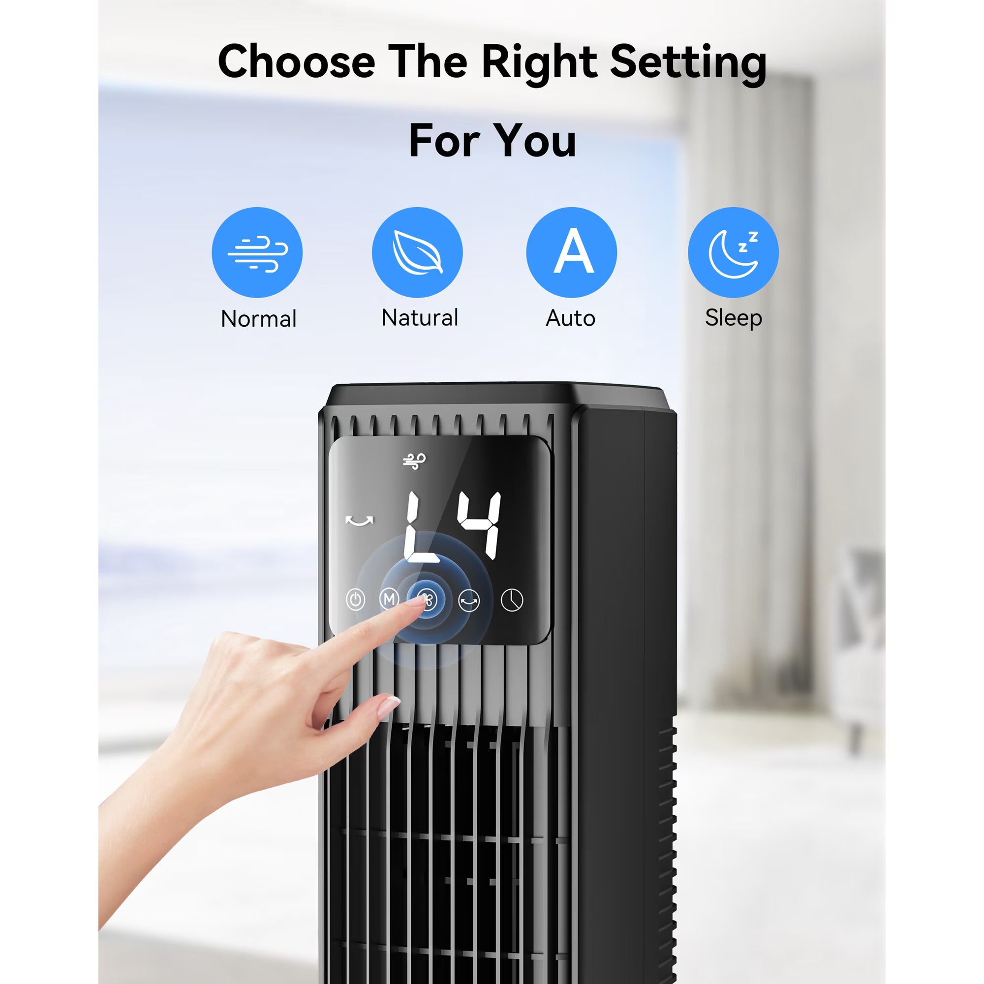 Bladeless Tower Fan with Remote, LED Display & 12H Timer for Home