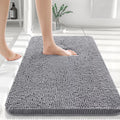 30" x 20" Grey Chenille Bathroom Rug – Quick Dry & Machine Washable